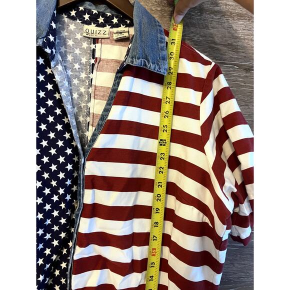 American USA Flag Shirt Vintage Cotton Chambray Patriot Size XXL 20 Button Down - Picture 8 of 8